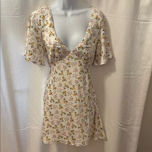 Princess Polly White Floral Mini Dress with Pink & Yellow Blossoms